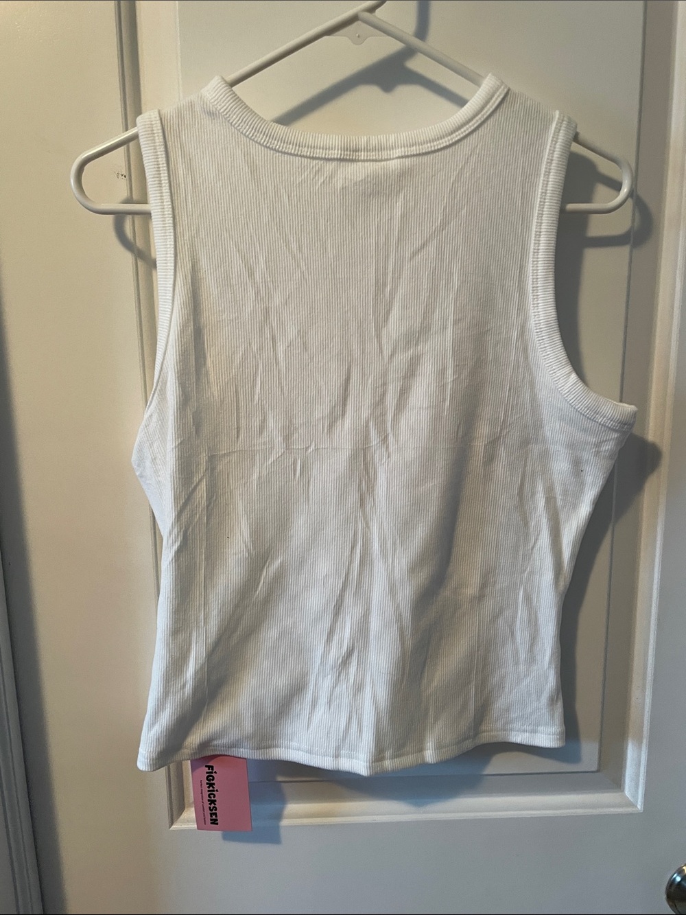Figkicksen Women's White Ribbed Tank Top - Sleeveless Essential M